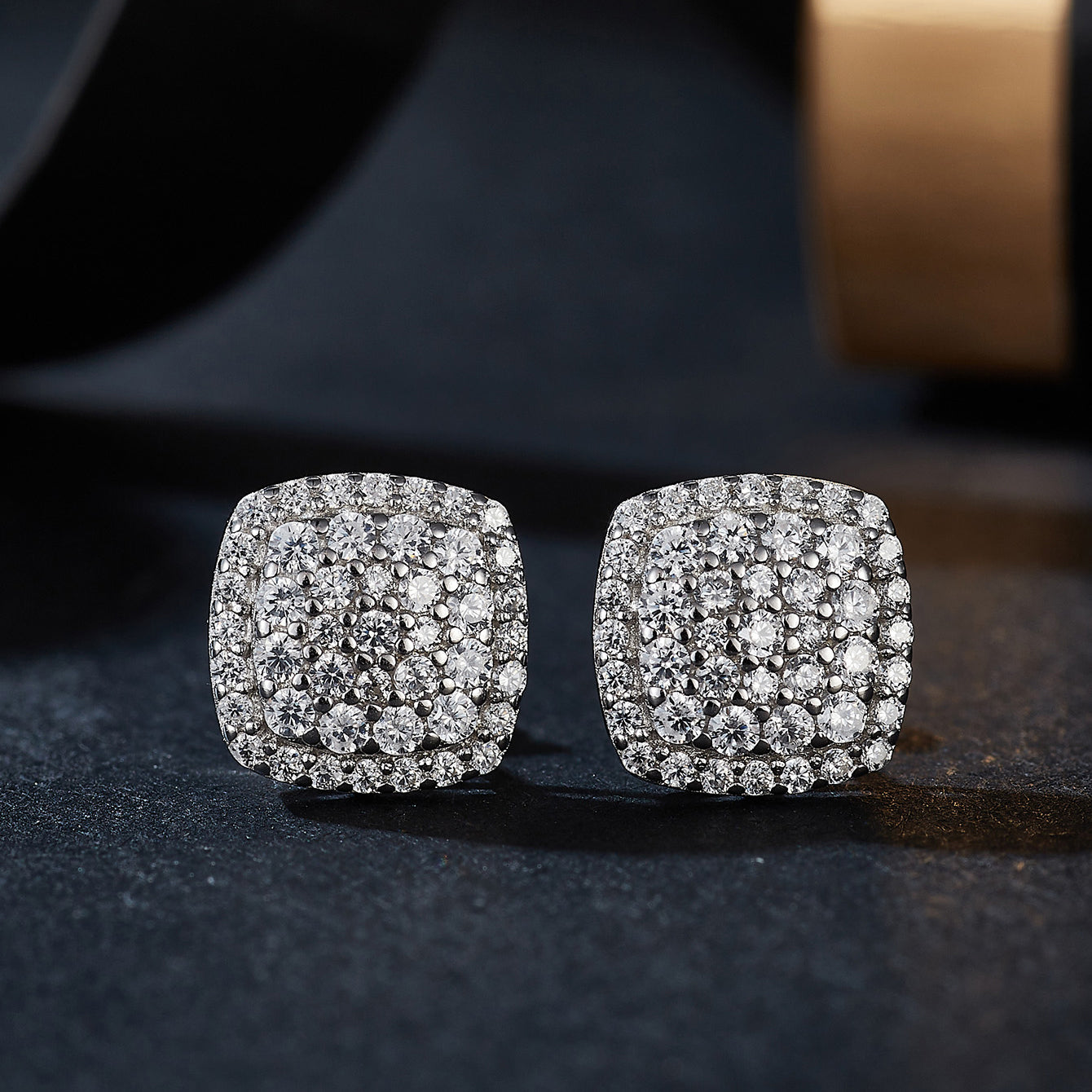 Square Pave Sparkle Studs