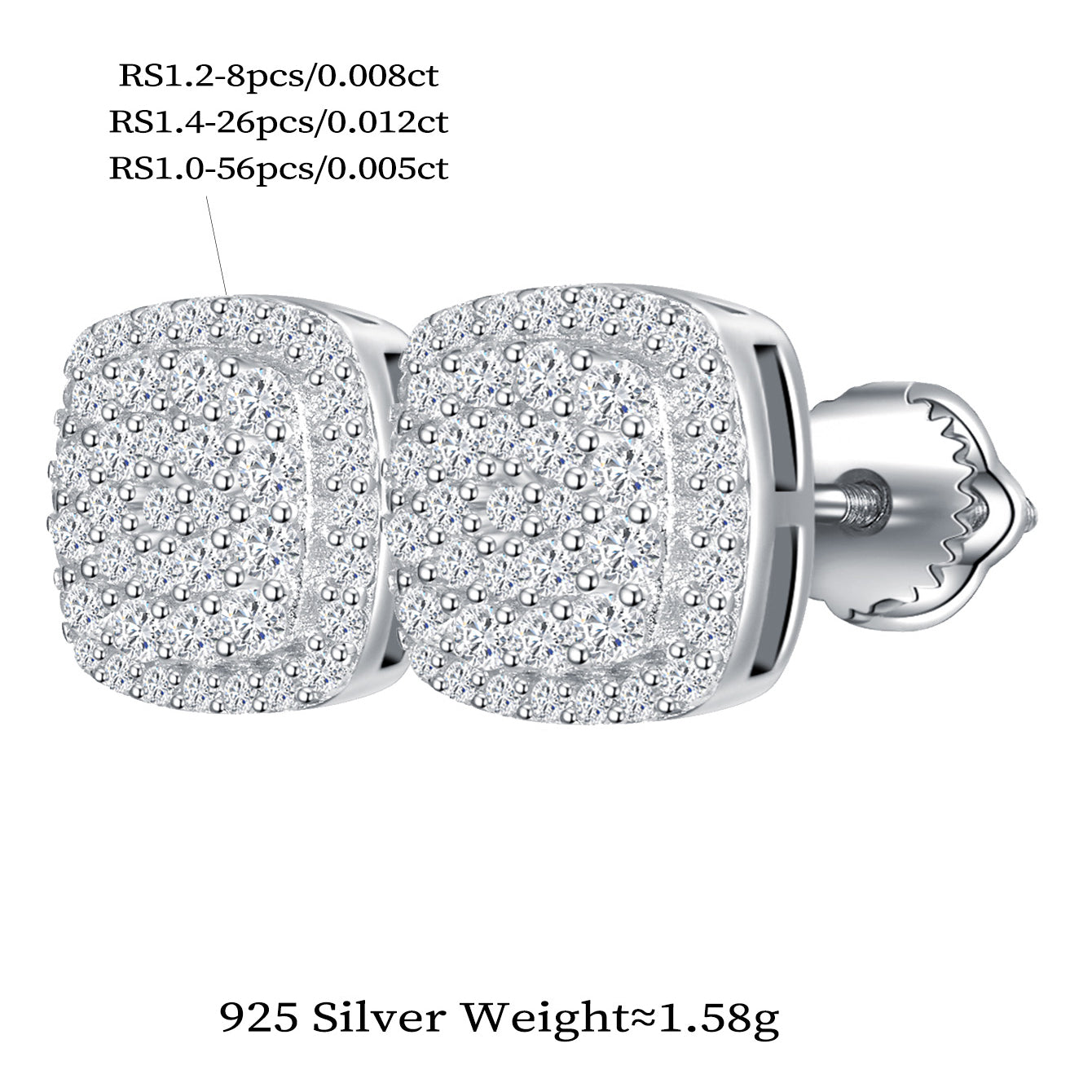 Square Pave Sparkle Studs