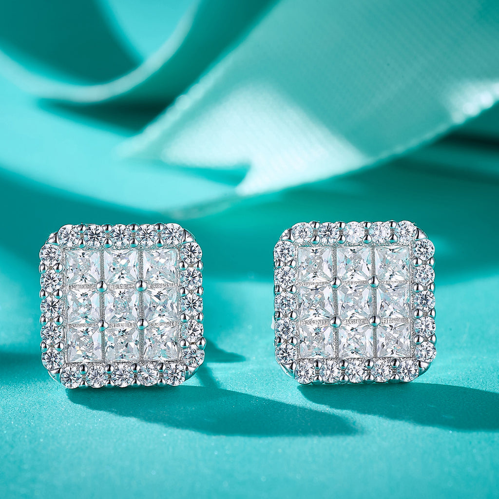 Square Grid Sparkle Studs