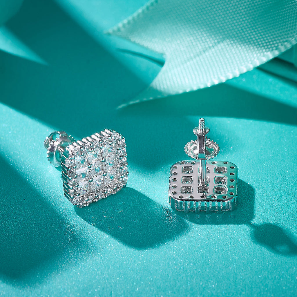 Square Grid Sparkle Studs