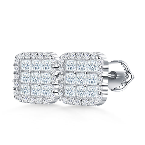Square Grid Sparkle Studs