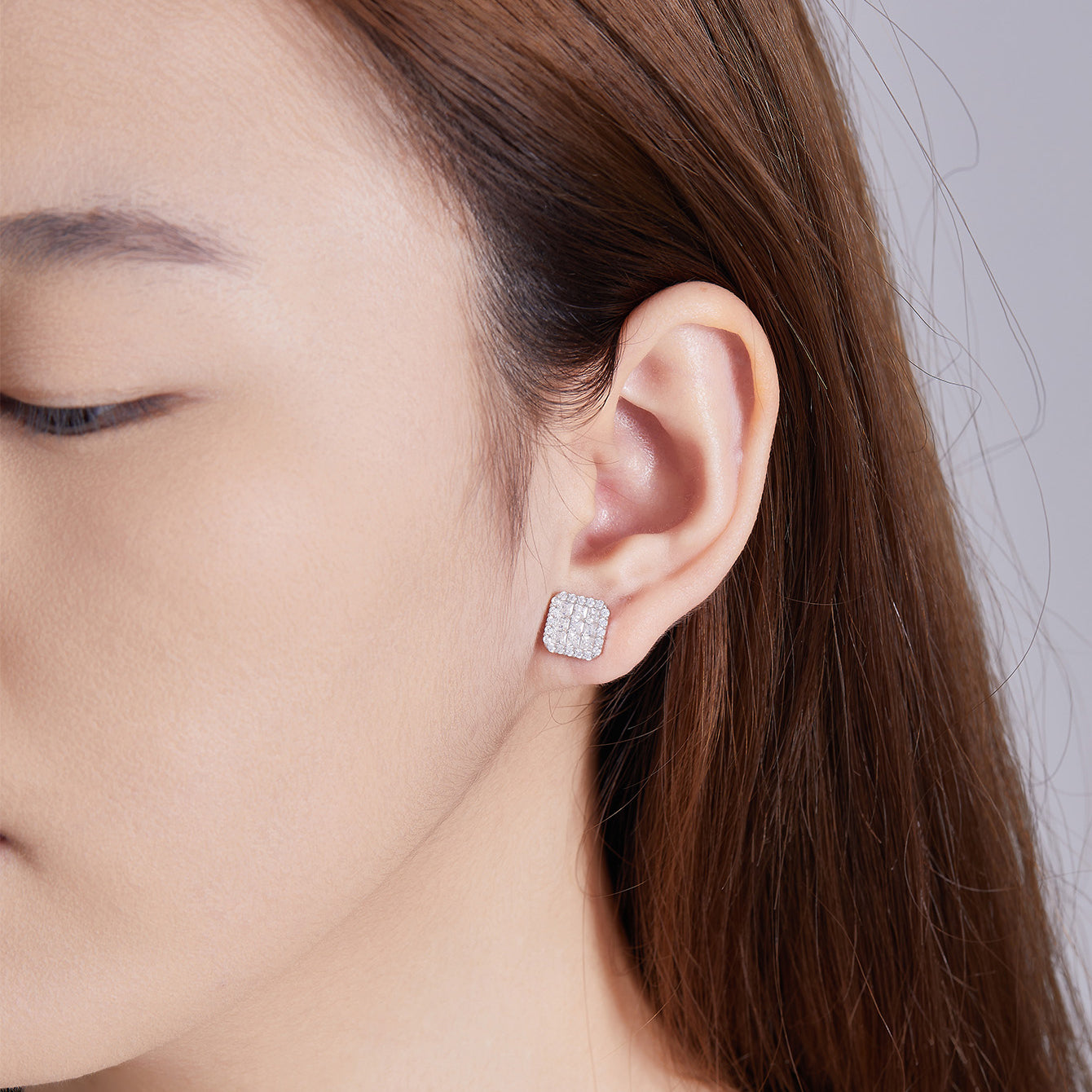 Square Grid Sparkle Studs