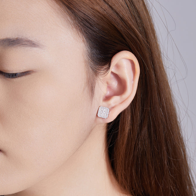 Square Grid Sparkle Studs Main Image