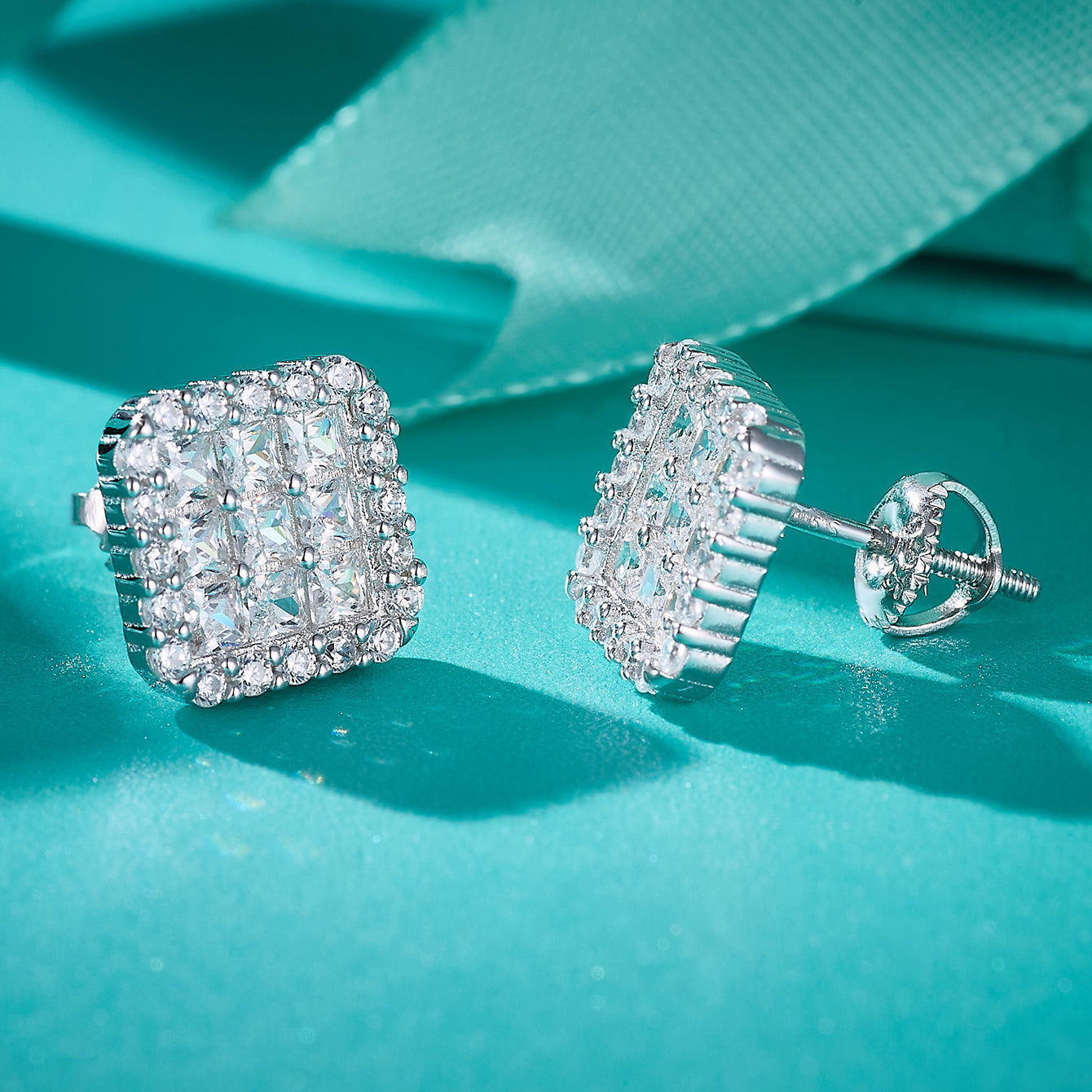 Square Grid Sparkle Studs