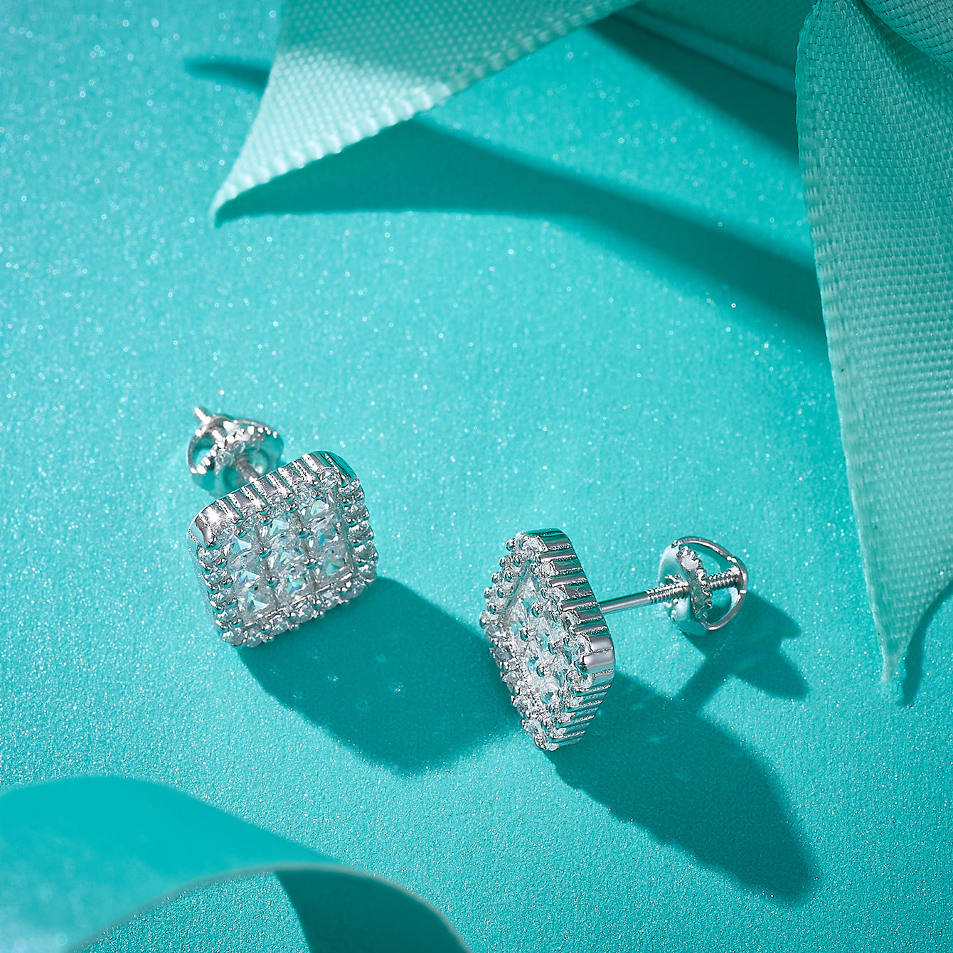 Square Grid Sparkle Studs