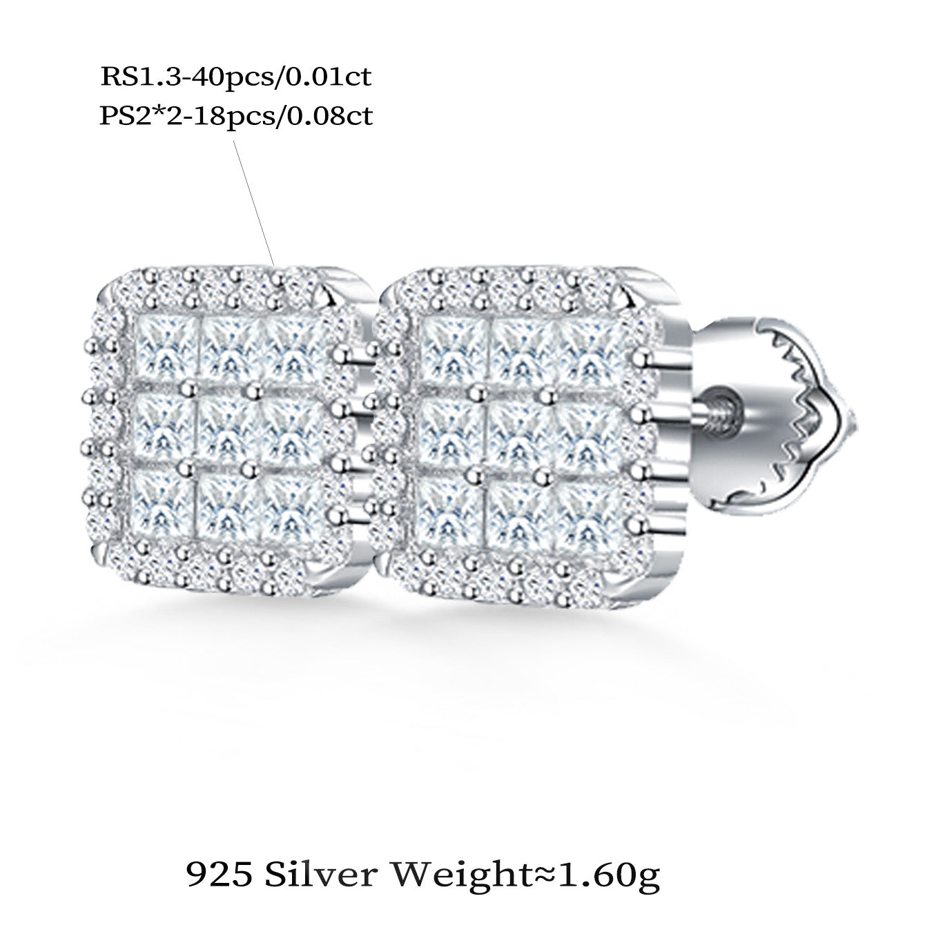 Square Grid Sparkle Studs