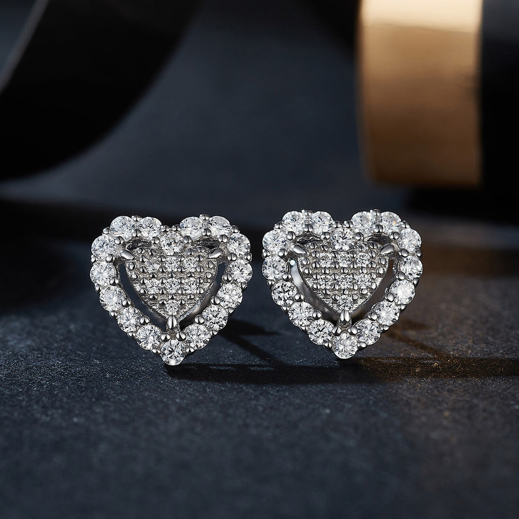 Double Heart Sparkle Studs