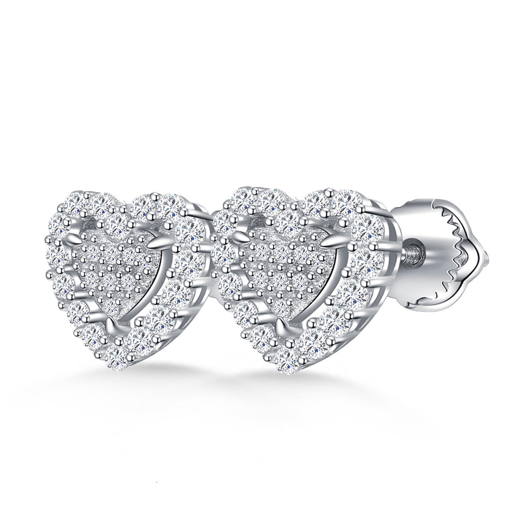 Double Heart Sparkle Studs