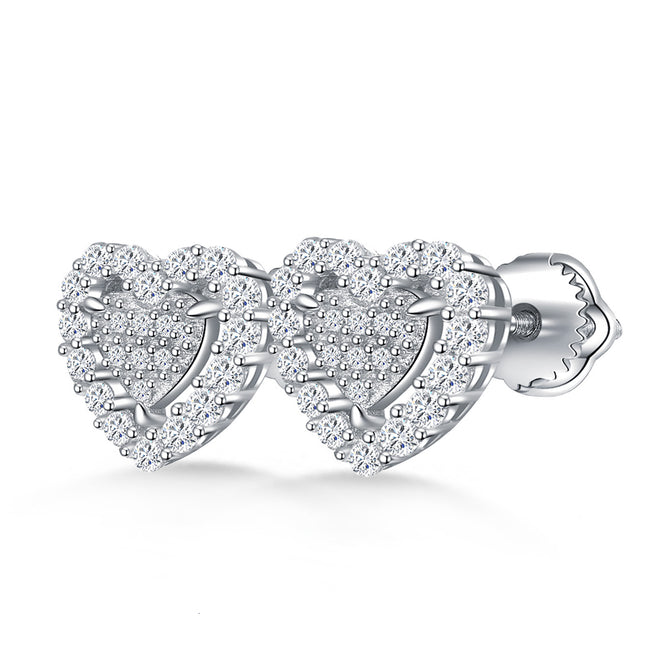 Double Heart Sparkle Studs Hover Image
