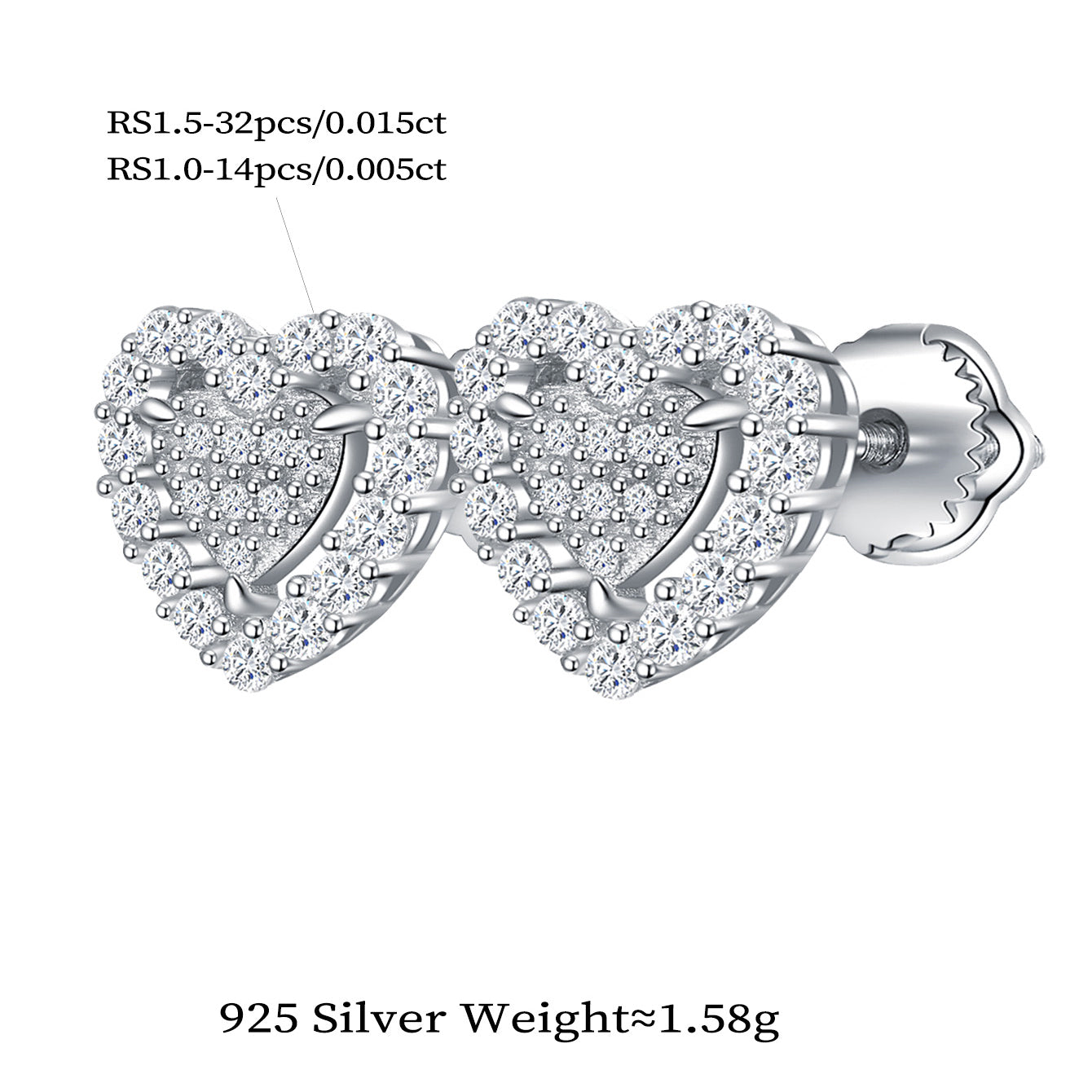 Double Heart Sparkle Studs