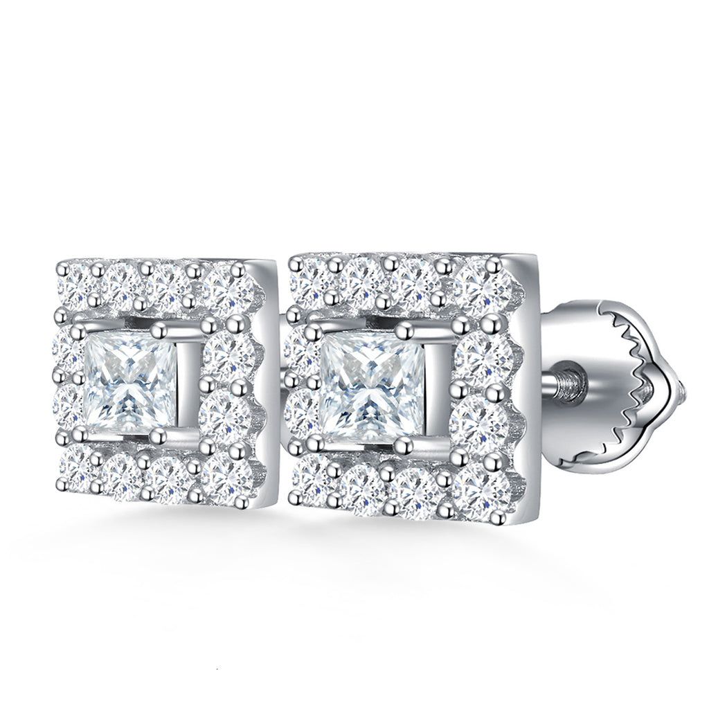 Square Sparkle Halo Studs