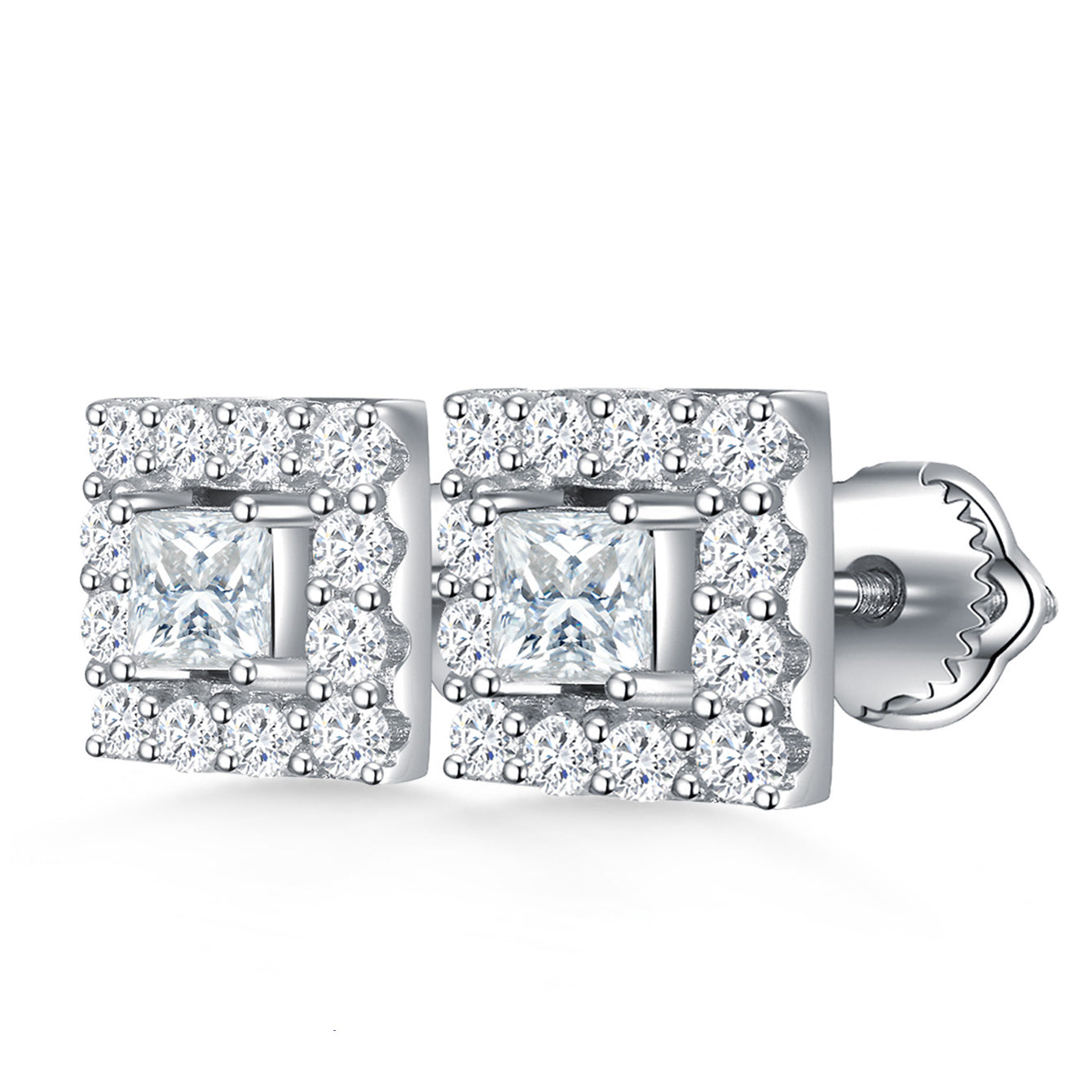 Square Sparkle Halo Studs