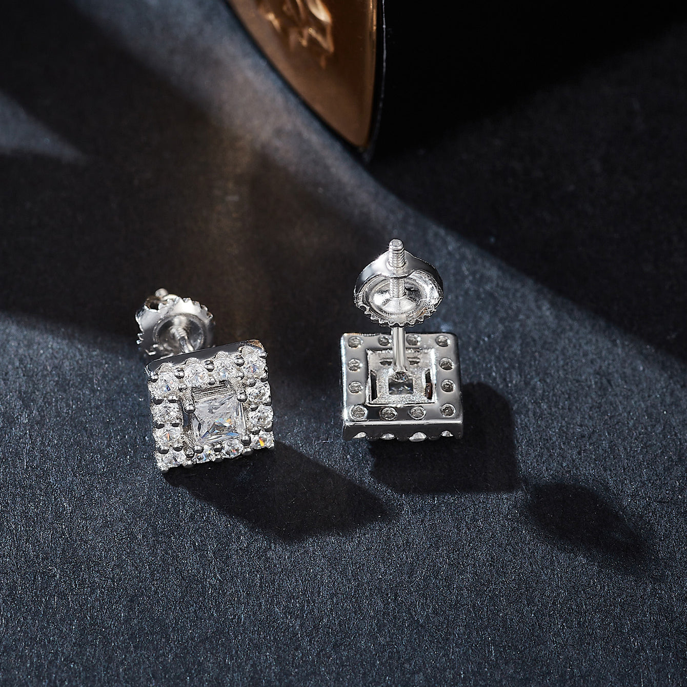 Square Sparkle Halo Studs