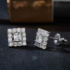 Square Sparkle Halo Studs