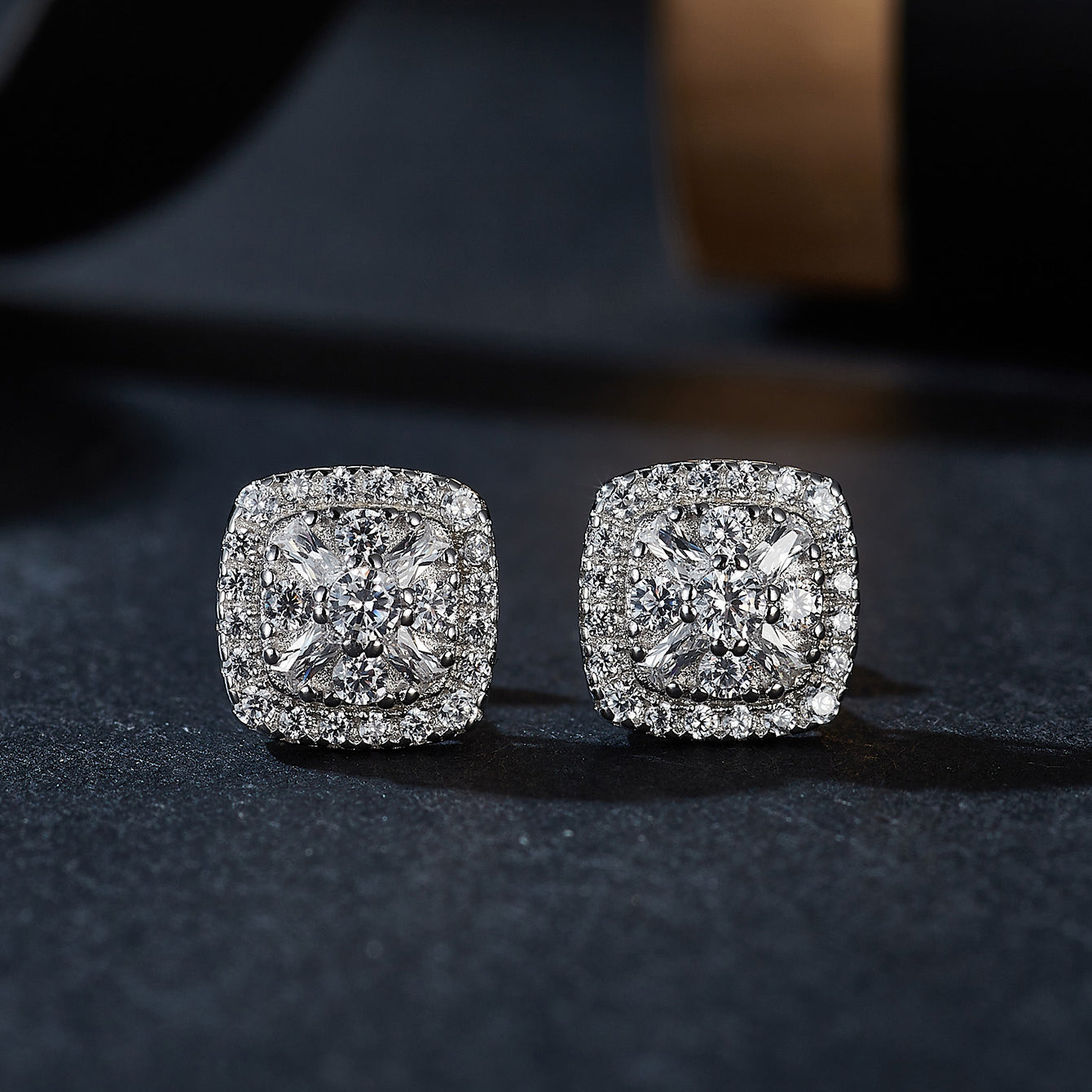 Square Vintage Sparkle Studs