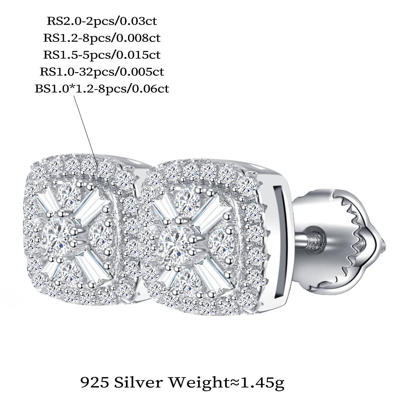 Square Vintage Sparkle Studs