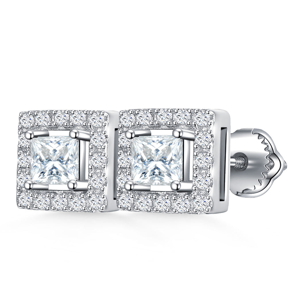 Square Halo Sparkle Studs