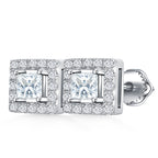 Square Halo Sparkle Studs