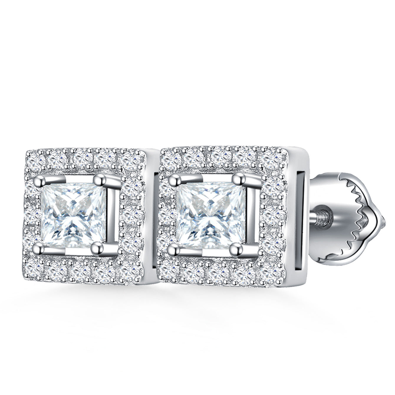 Square Halo Sparkle Studs