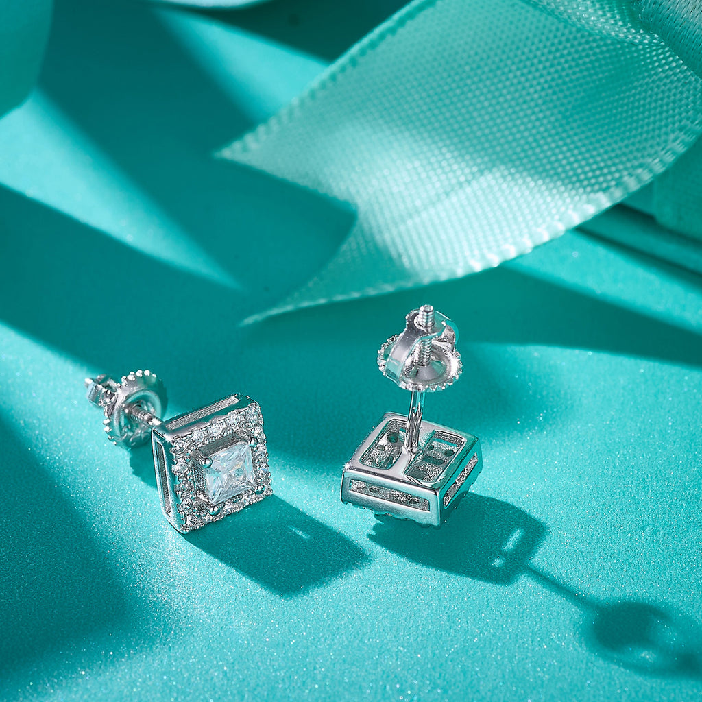 Square Halo Sparkle Studs