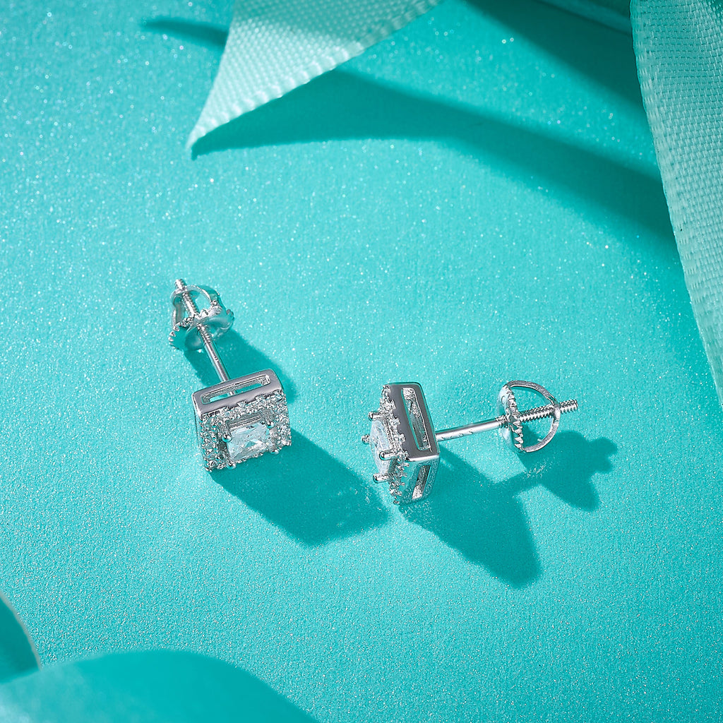 Square Halo Sparkle Studs