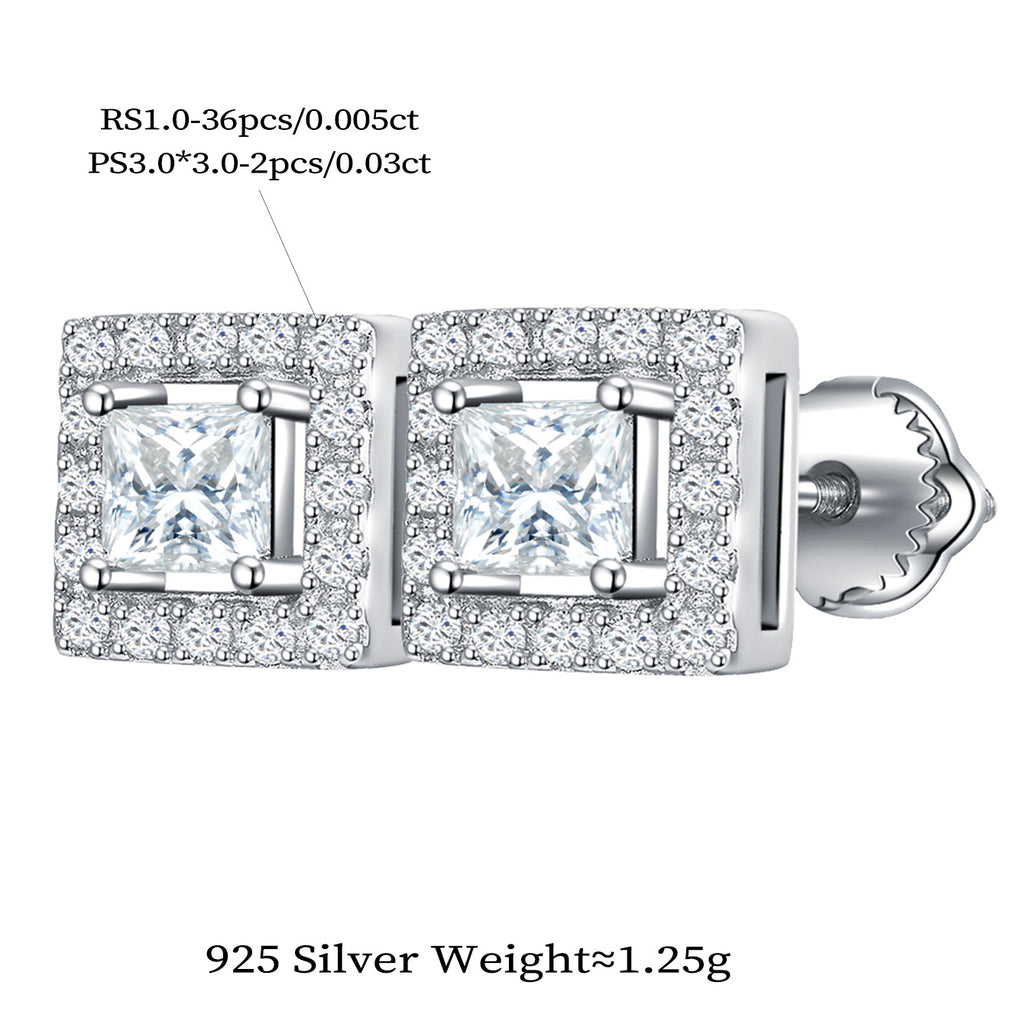 Square Halo Sparkle Studs