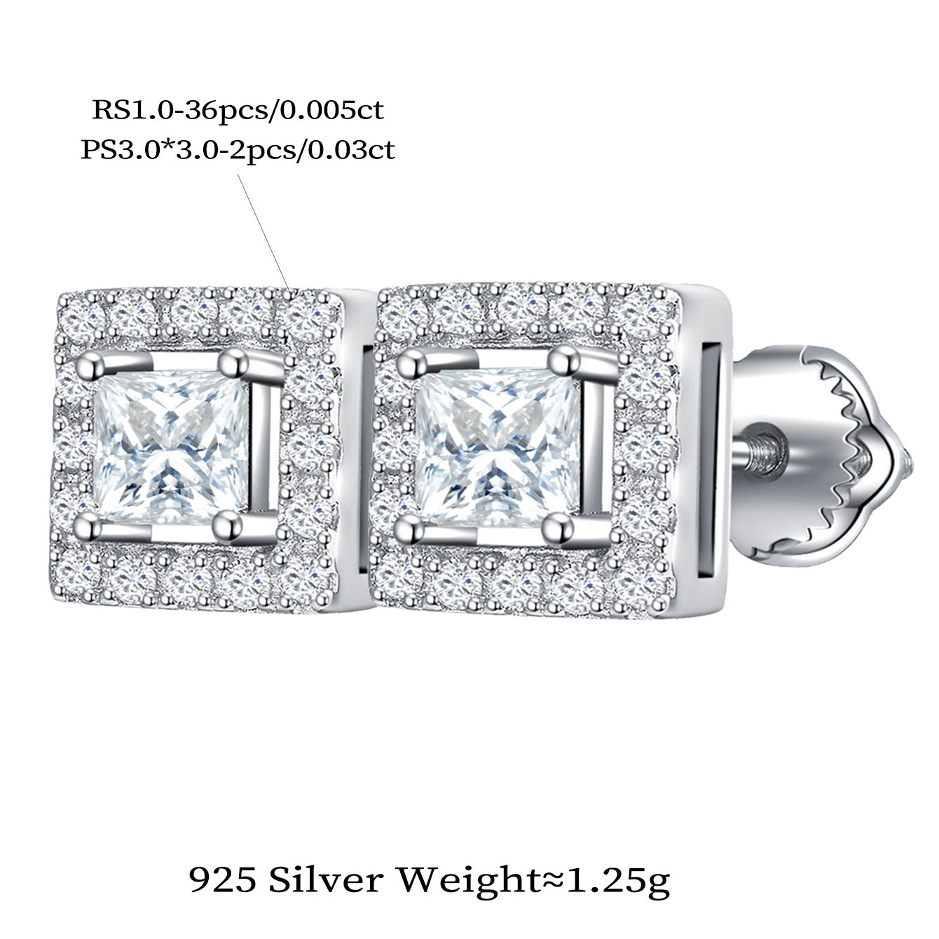 Square Halo Sparkle Studs