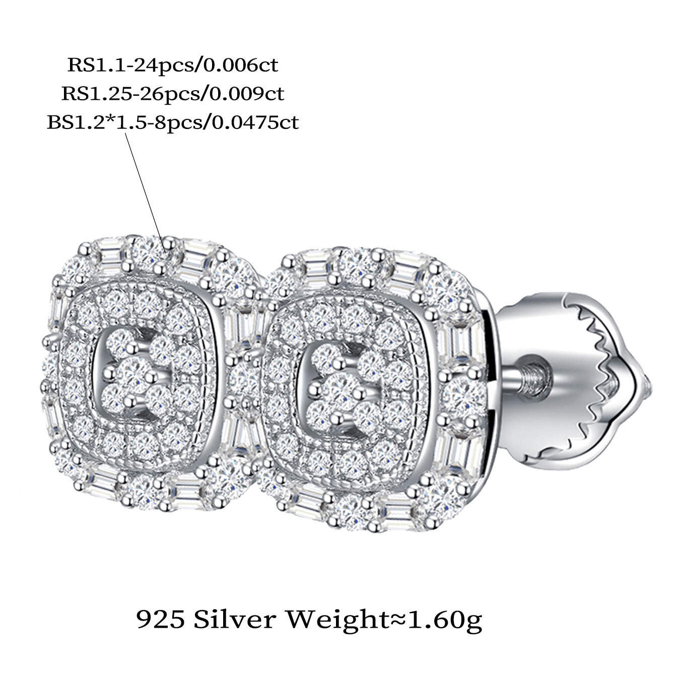 Vintage Square Luxe Studs