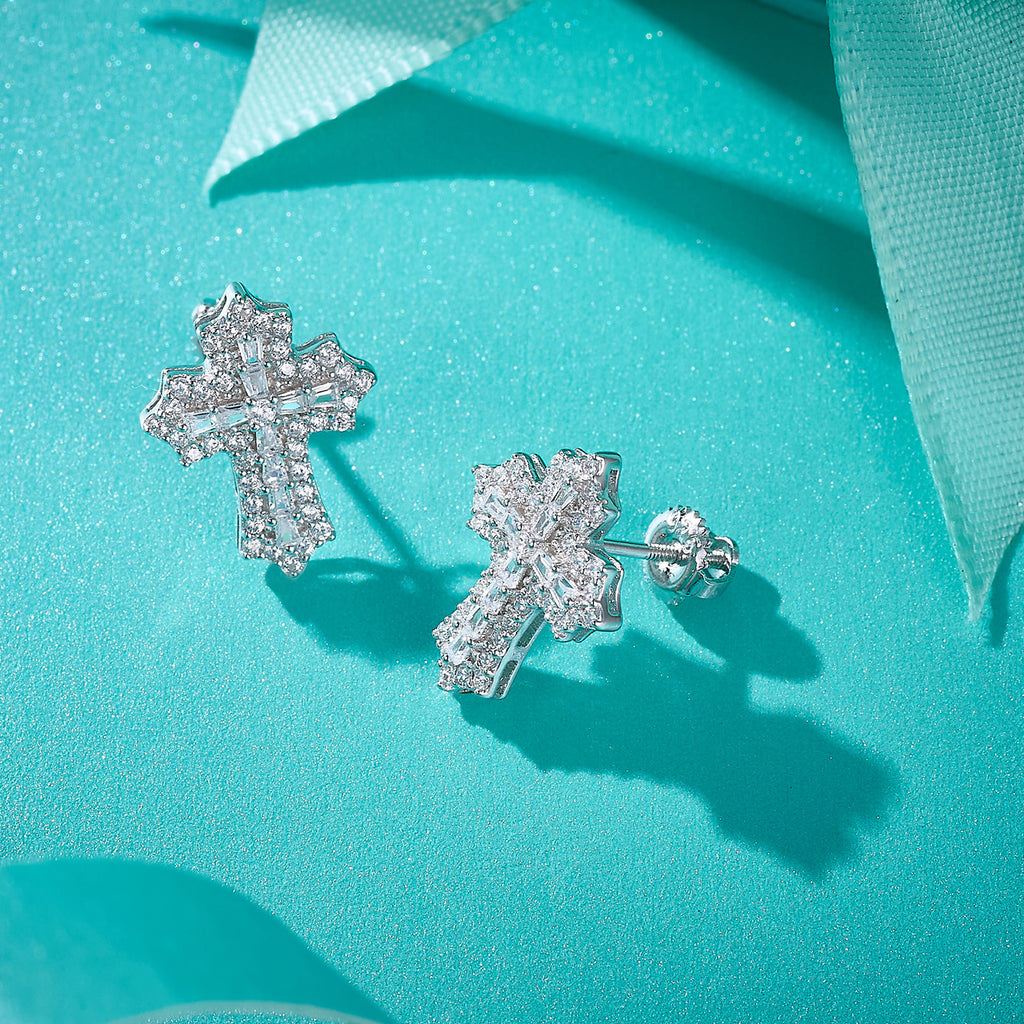 Celestial Cross Sparkle Studs