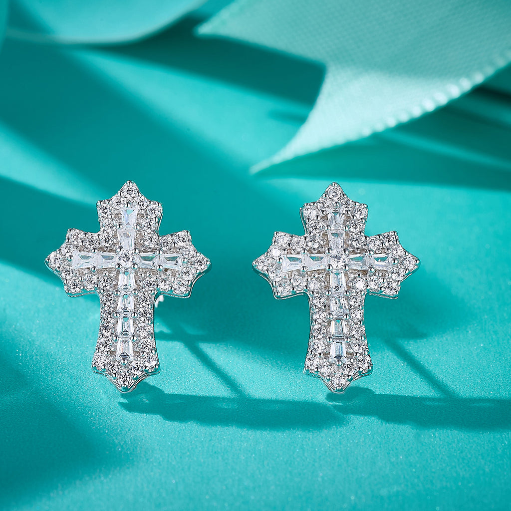 Celestial Cross Sparkle Studs