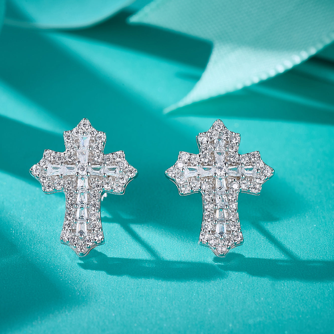 Celestial Cross Sparkle Studs
