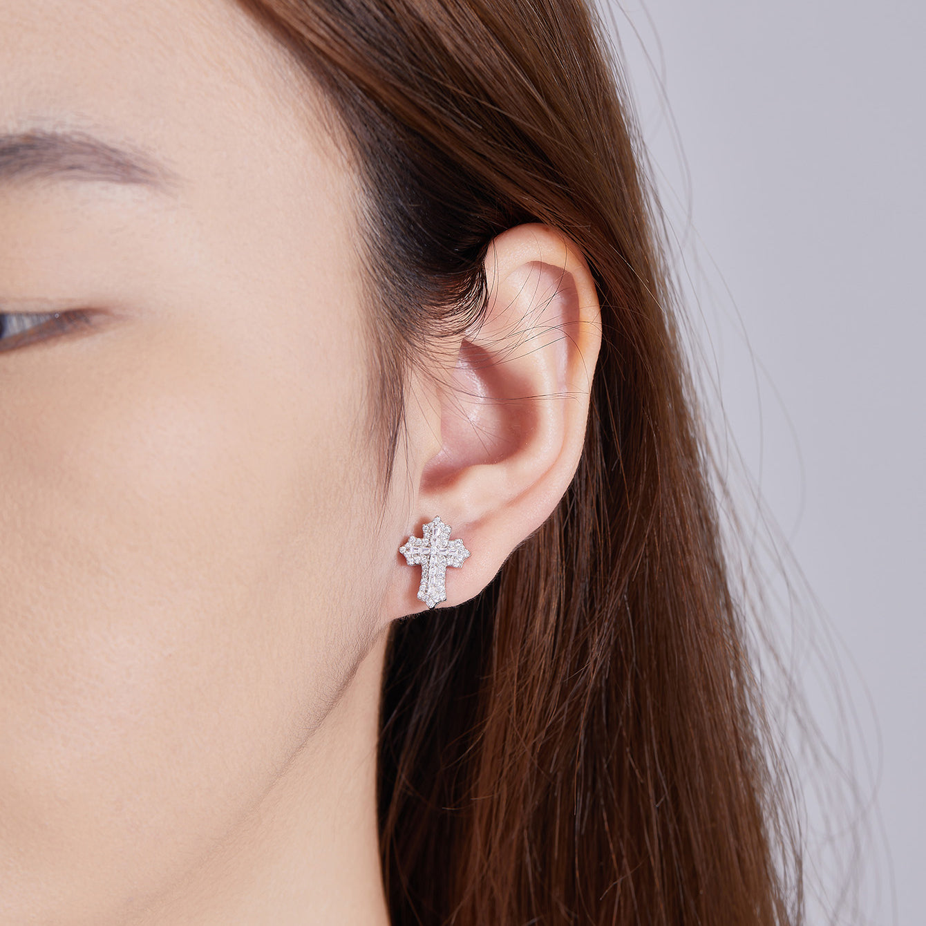 Celestial Cross Sparkle Studs