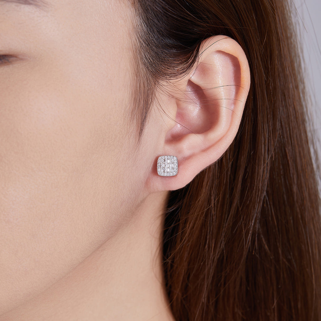 Square Geo Sparkle Studs