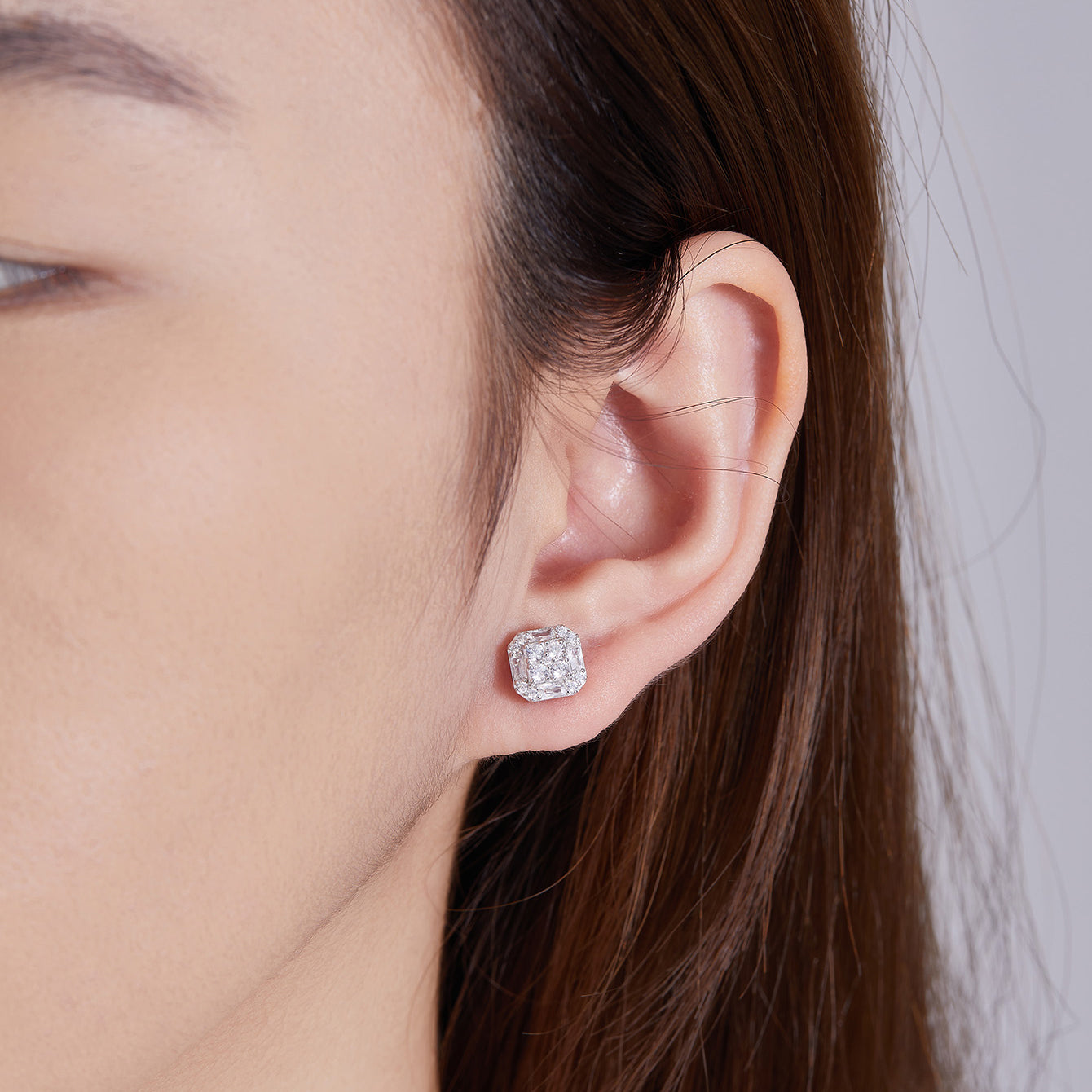 Vintage Square Sparkle Studs