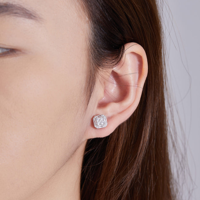 Vintage Square Sparkle Studs Main Image