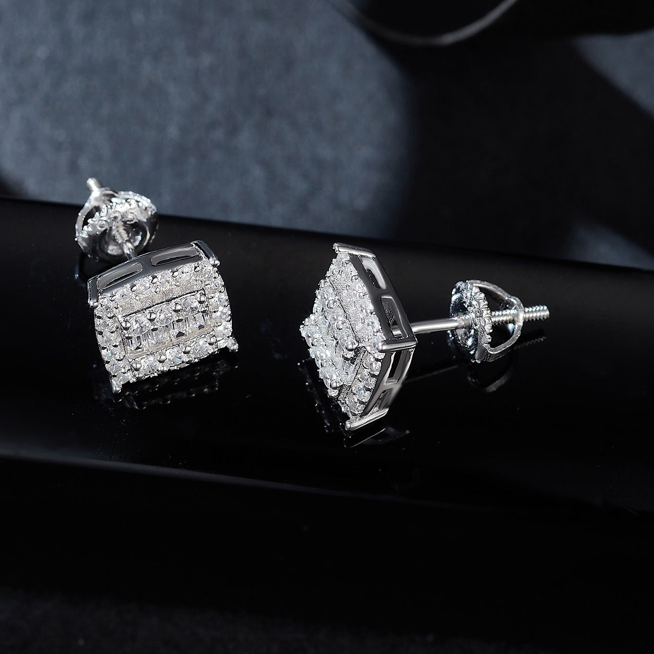 Vintage Square Sparkle Studs