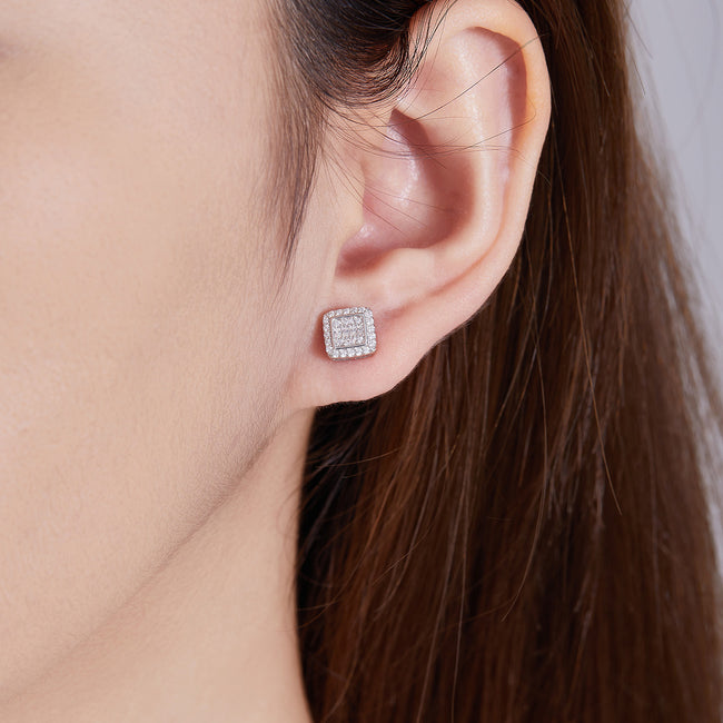 Vintage Square Sparkle Studs Main Image