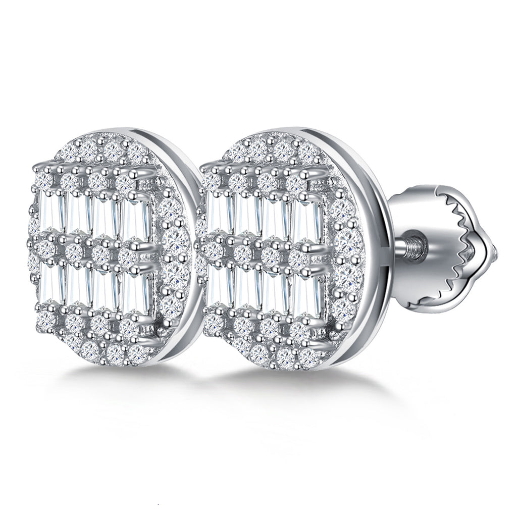 Circular Grid Sparkle Studs