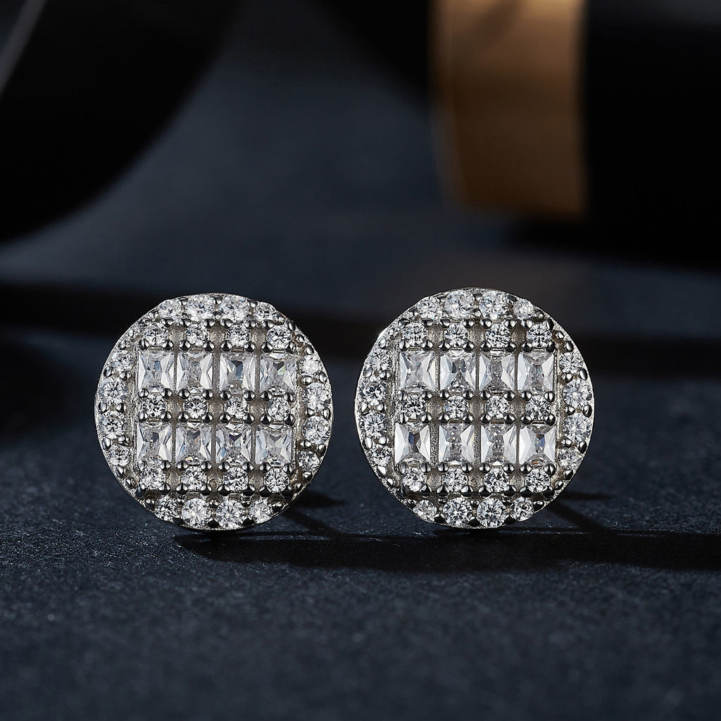 Circular Grid Sparkle Studs