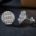 Circular Grid Sparkle Studs