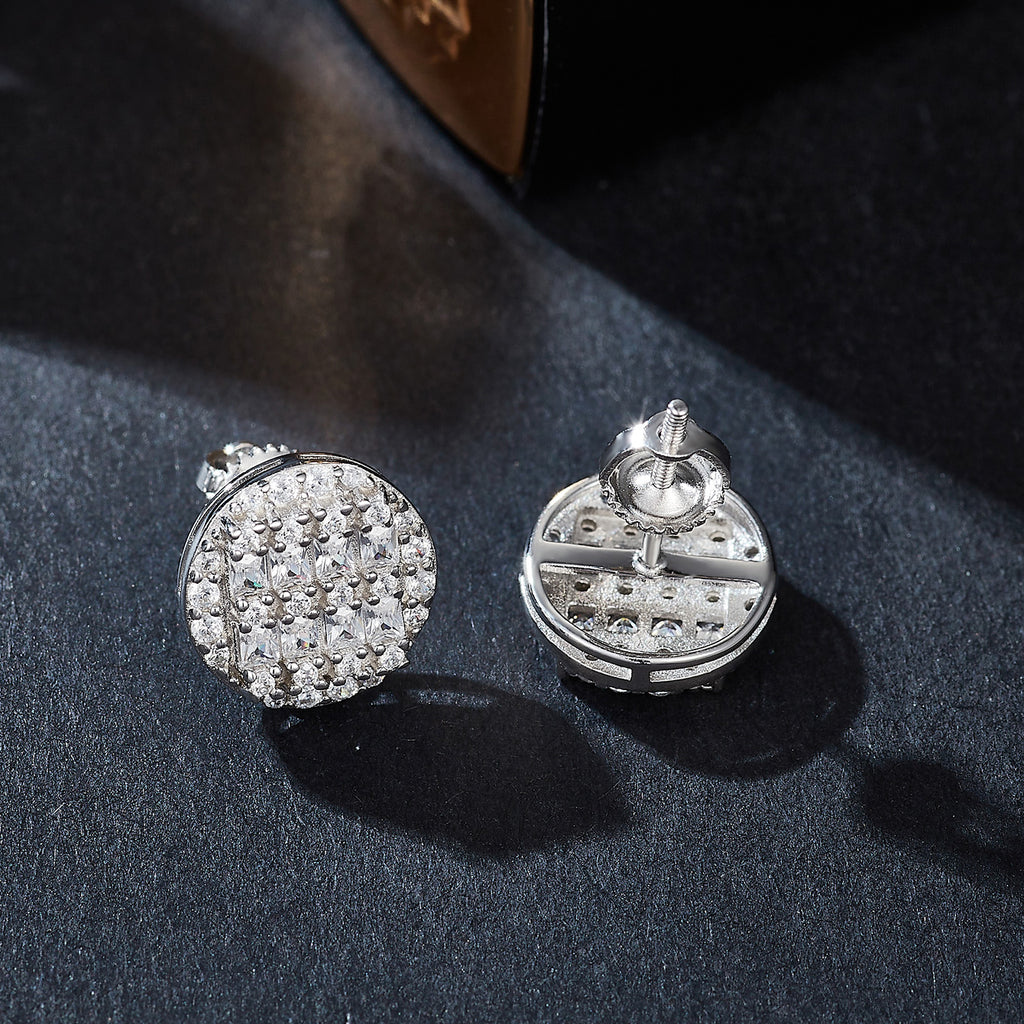 Circular Grid Sparkle Studs