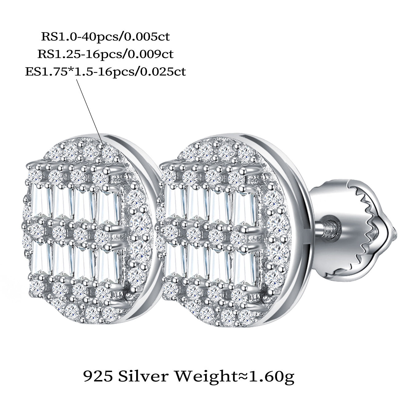 Circular Grid Sparkle Studs