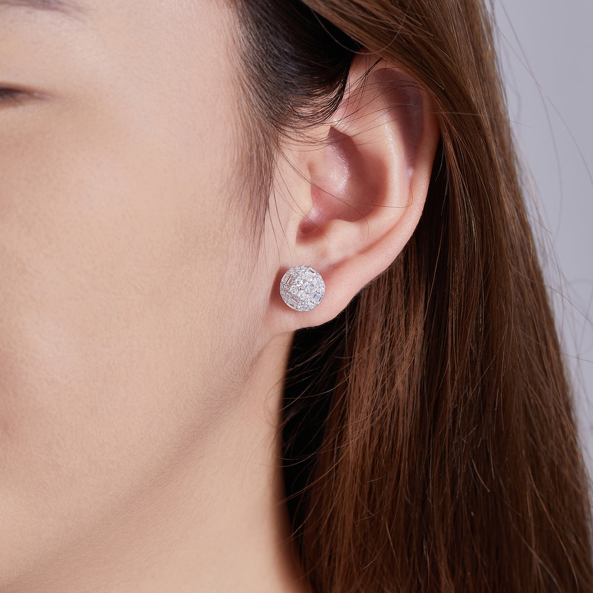 Round Diamond Cluster Inlay Studs