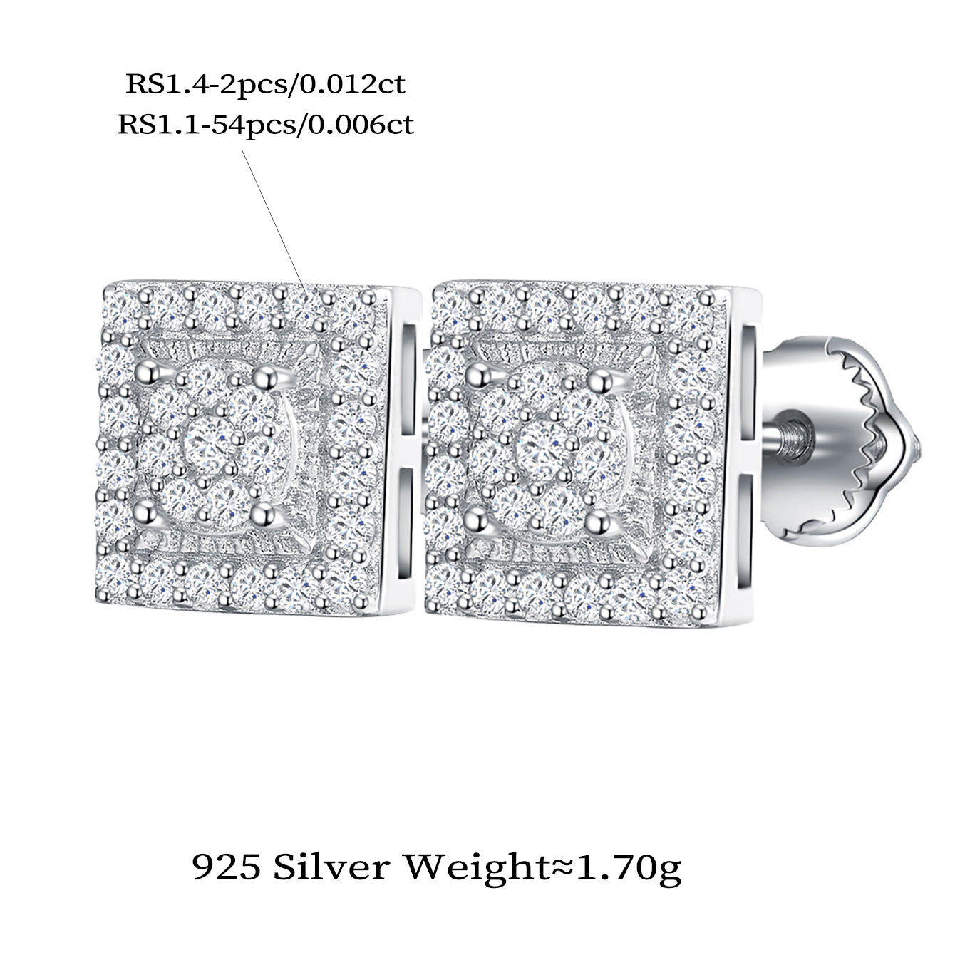 Vintage Square Glitz Studs