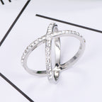 Full CZ "X" Criss Cross Skinny Band Ring