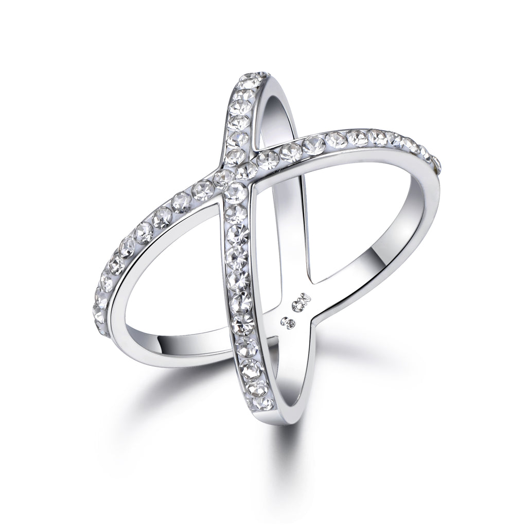 Full CZ "X" Criss Cross Skinny Band Ring