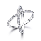Full CZ "X" Criss Cross Skinny Band Ring