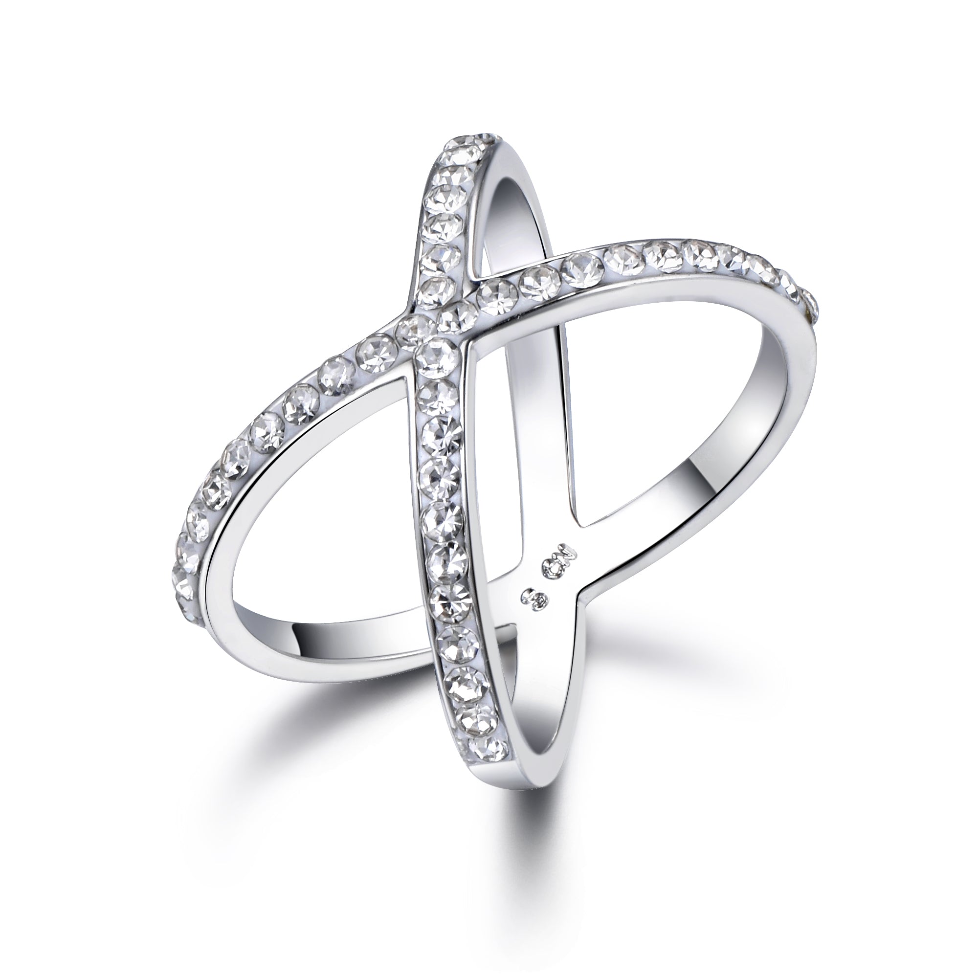 Full CZ "X" Criss Cross Skinny Band Ring
