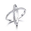 Full CZ "X" Criss Cross Skinny Band Ring
