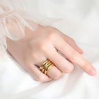 Gold Knot Cross Stack Ring